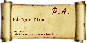 Páger Alex névjegykártya
