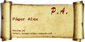 Páger Alex névjegykártya